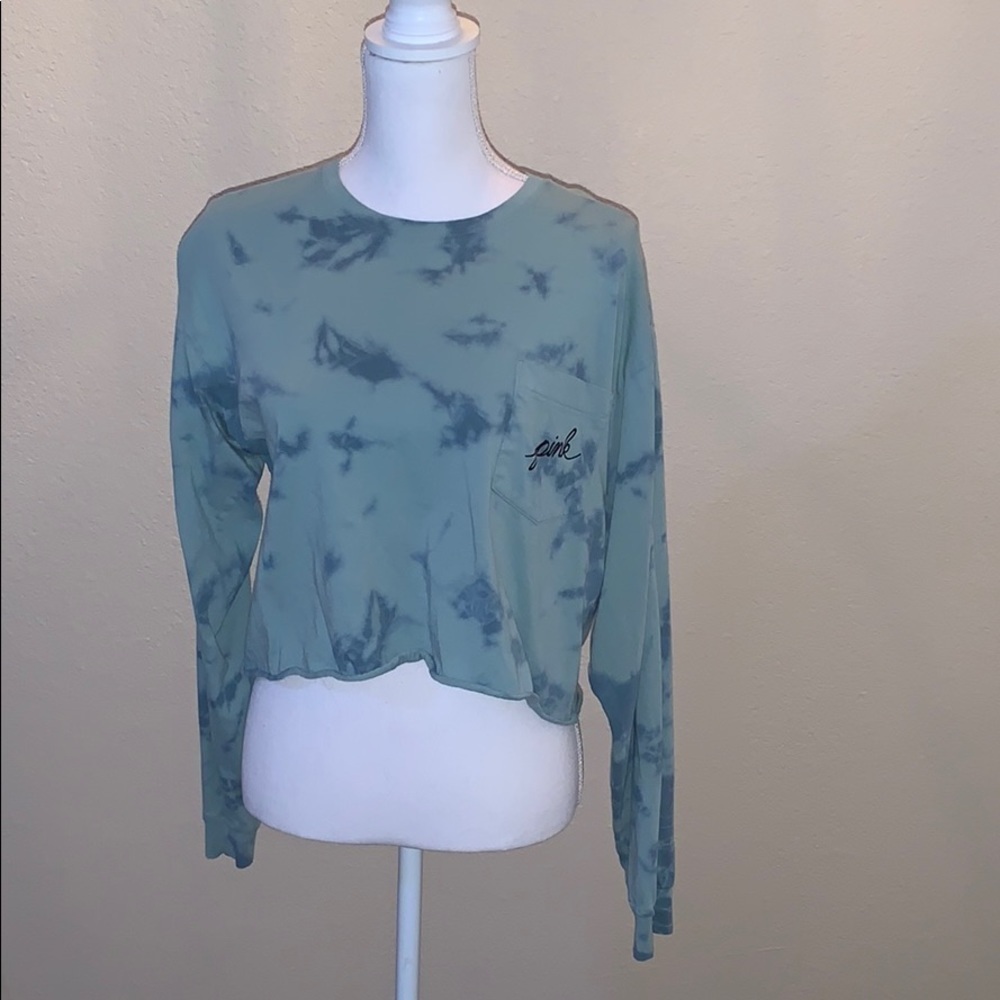 Pink VS green tie dye crop top